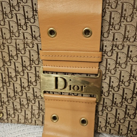 Vintage Christian Dior Trotter Messenger Bag Canvas & Leather Galliano Era - Picture 10 of 11